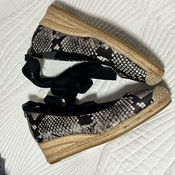 🎉HP🎉EUC Tory Burch Heather Ankle-Wrap Espadrille Wedge Sandal Size 6.5 M RoccIia - Picture 10 of 14